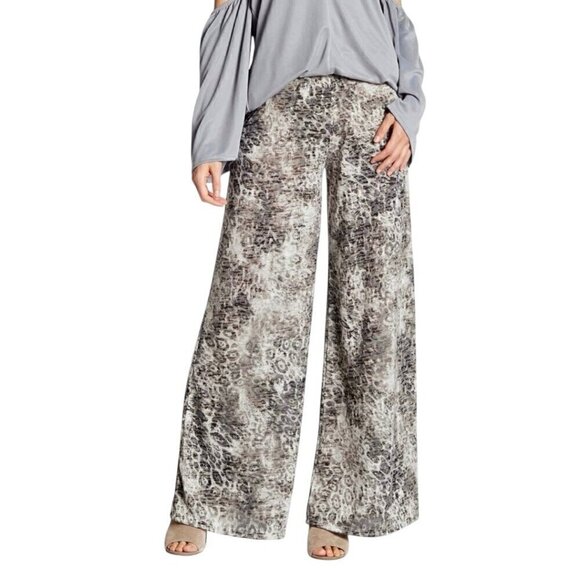New Go Couture Leopard Print Wide Leg Palazzo Pants Sz.S Gray Animal Print Y2K - Picture 1 of 11